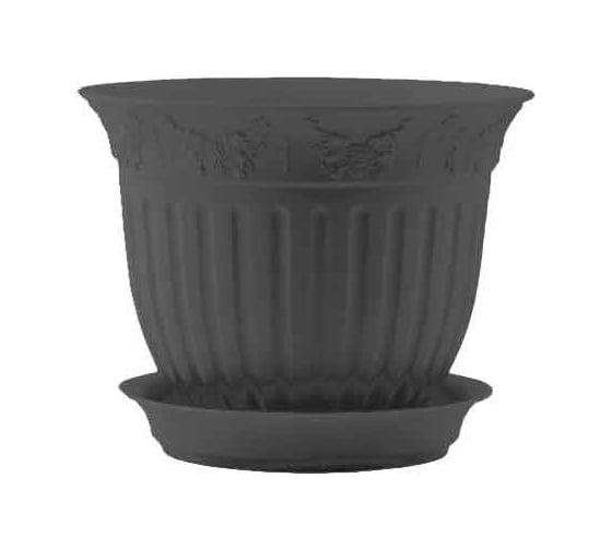 Изображение товара Горшок для цветов Аласта Виноград D16, 1.0 л антрацит с поддоном, набор 3 штуки 5PL0133