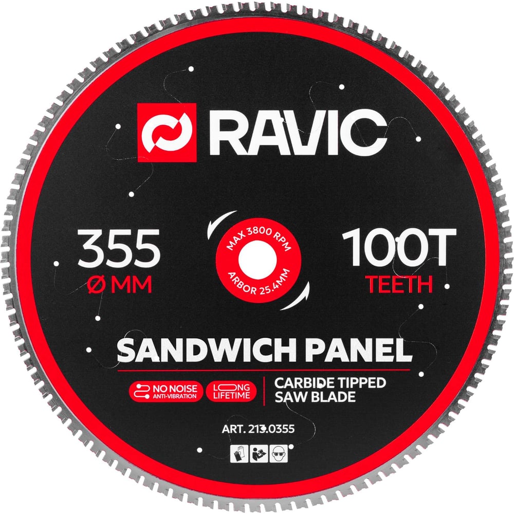 Изображение товара Диск пильный Ravic 355 мм по стали с 100 зубьями для чистого реза