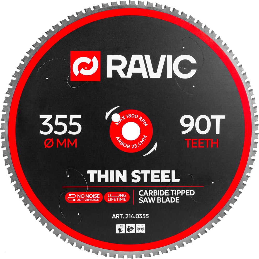 Изображение товара Пильный диск по стали Ravic 355х2.2/1.8 мм 90 зубьев для точных резов
