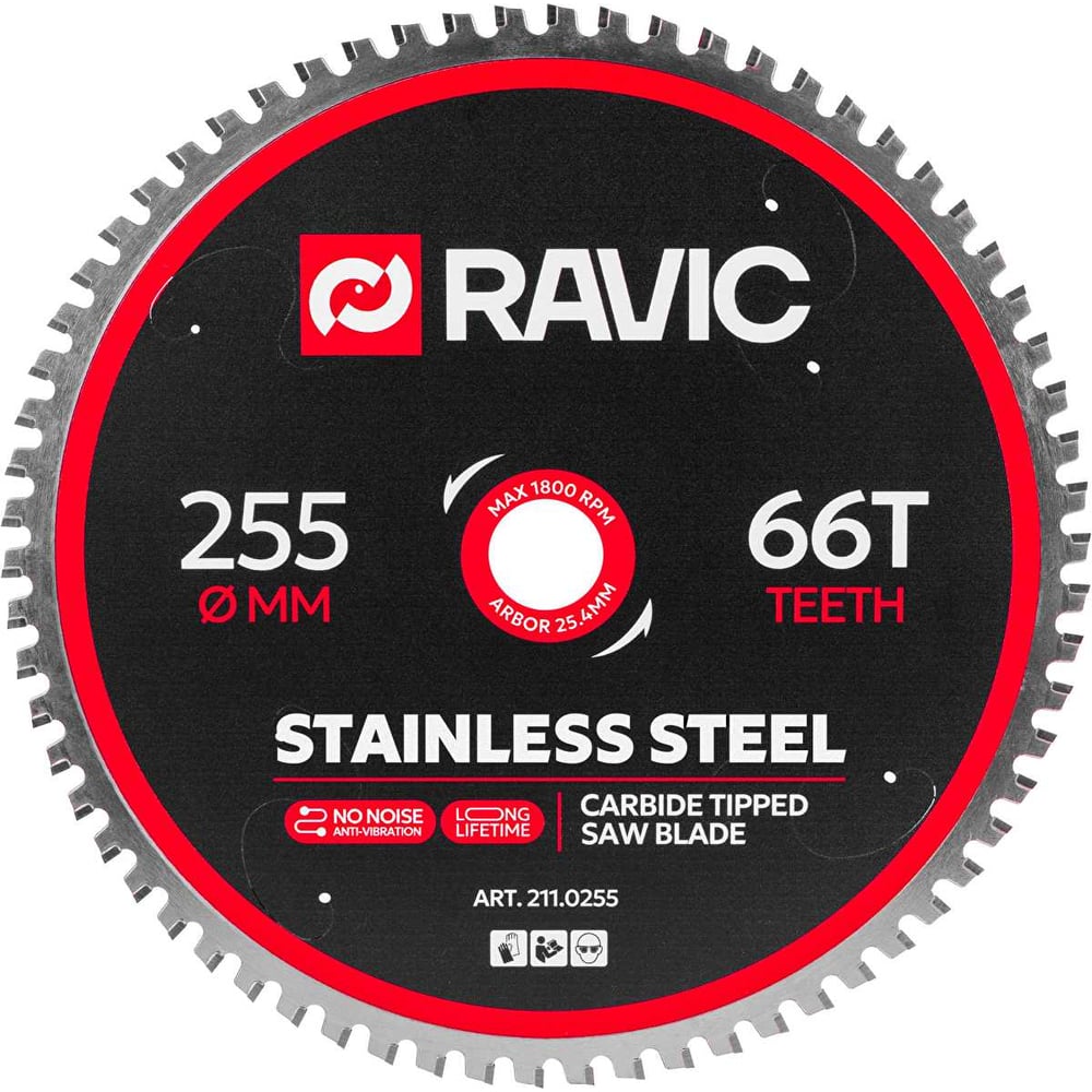 Изображение товара Диск пильный Ravic по нержавеющей стали 255 мм 66 зубьев для чистого реза