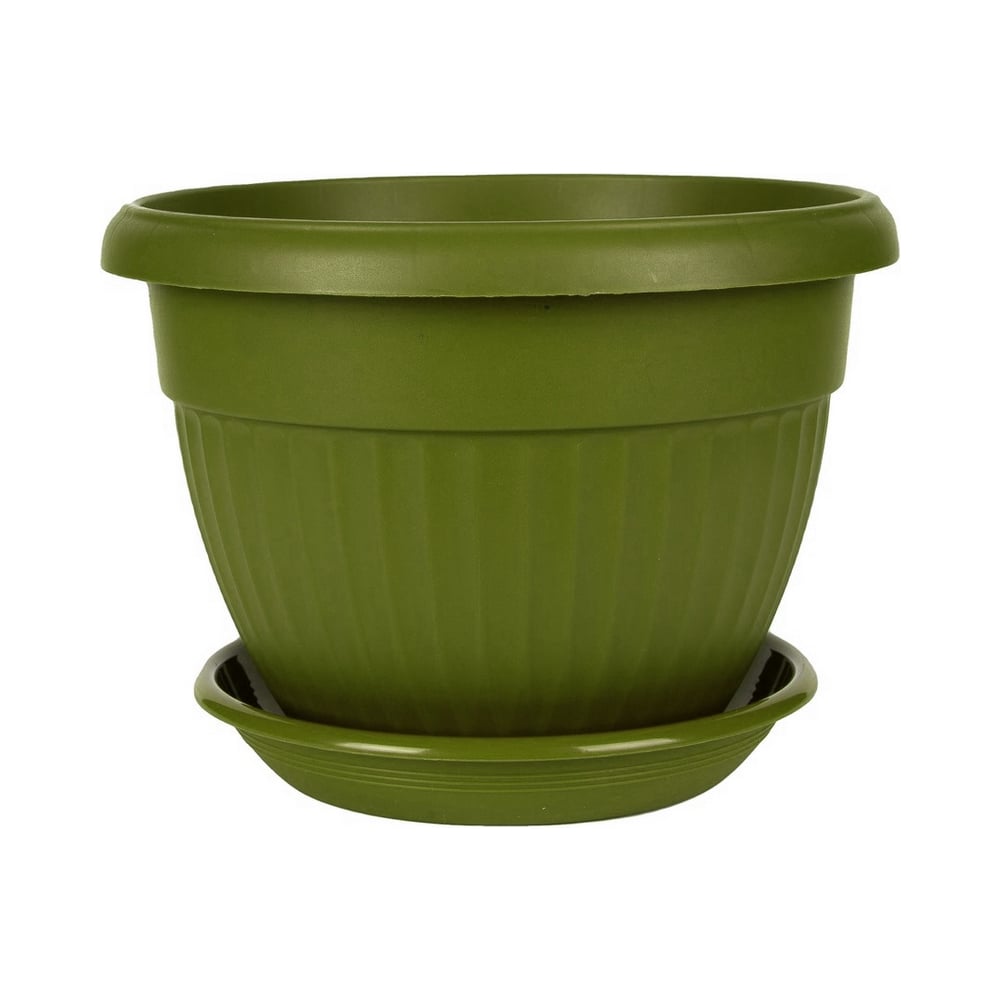 Изображение товара Горшок Аласта Флора 2.6 л зеленый с поддоном набор 3 шт D20