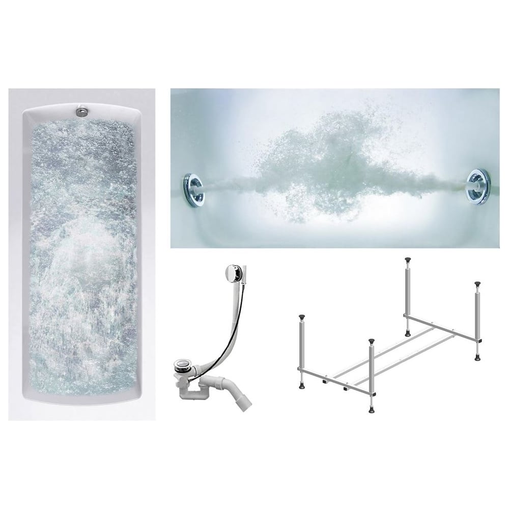 Изображение товара Комплект Акриловая ванна TIMO RITTA1570 150_70_63+Каркас + Слив-перелив+Гидромассаж 6 форсунок RITTA1570-KT15-SPV1505-T-CM