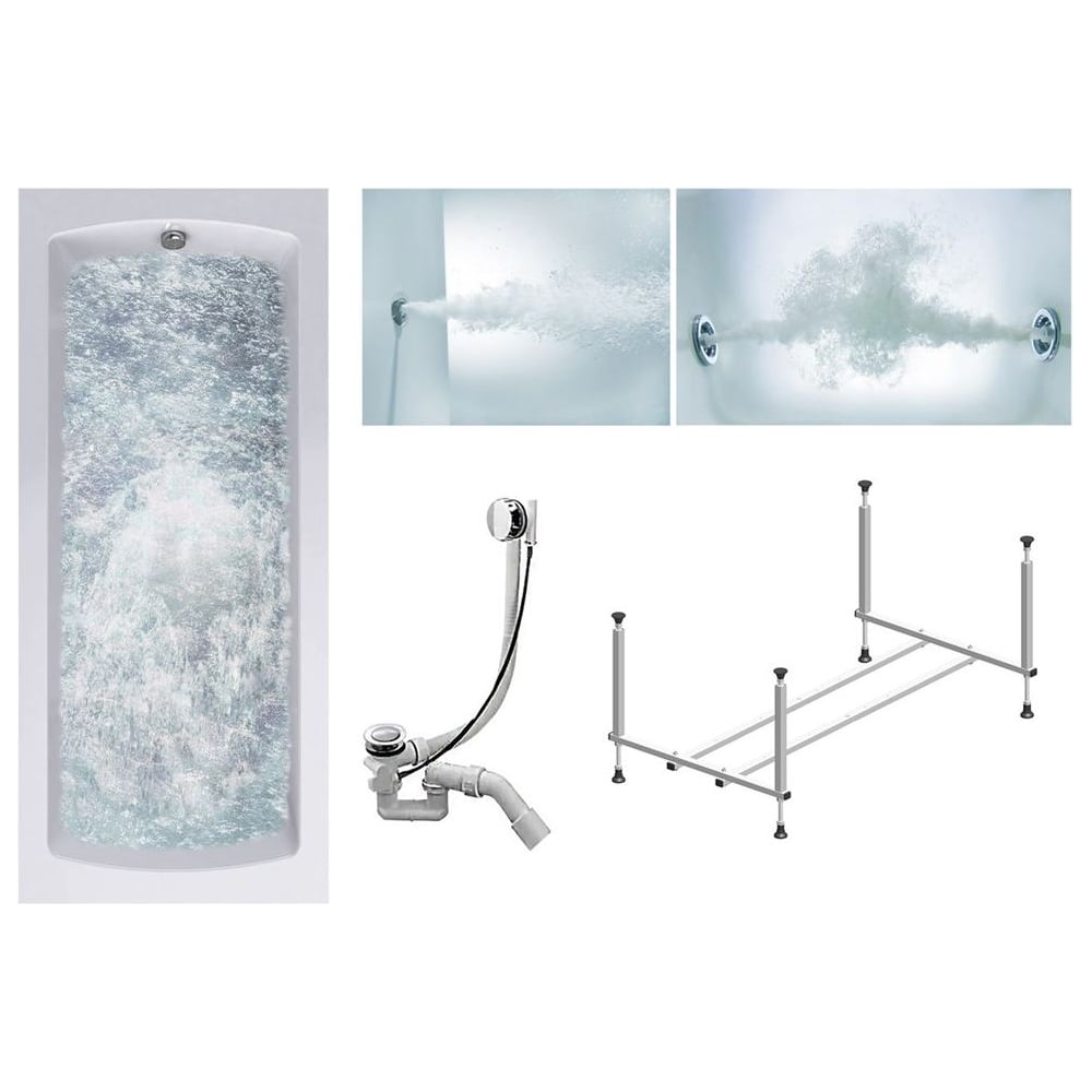 Изображение товара Комплект Акриловая ванна TIMO RITTA1570 150_70_63+Каркас + Слив-перелив+Гидромассаж 6 форсунок+Гидромассаж спины 3 форсунки RITTA1570-KT15-SPV1505-T-CM-T-BM