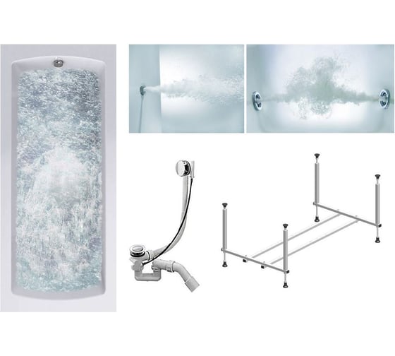 Изображение товара Комплект Акриловая ванна TIMO RITTA1570 150_70_63+Каркас + Слив-перелив+Гидромассаж 6 форсунок+Гидромассаж спины 3 форсунки RITTA1570-KT15-SPV1505-T-CM-T-BM