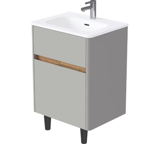 Изображение товара Тумба 1Marka Mona 60Н (610х890х460) 2я агатовый серый раковина Ц0000043662