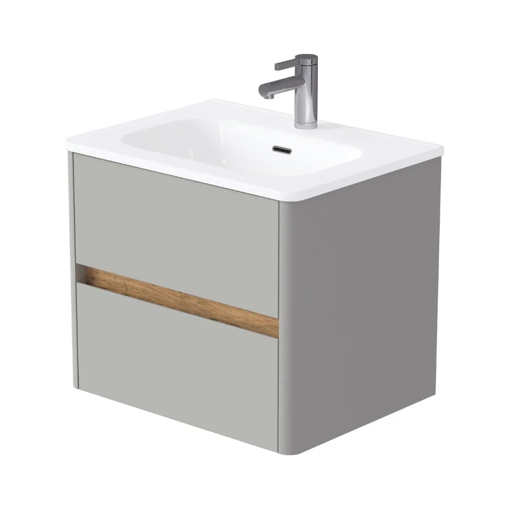 Изображение товара Современная угловая тумба с раковиной Mona 60П 610х520х460 см серый