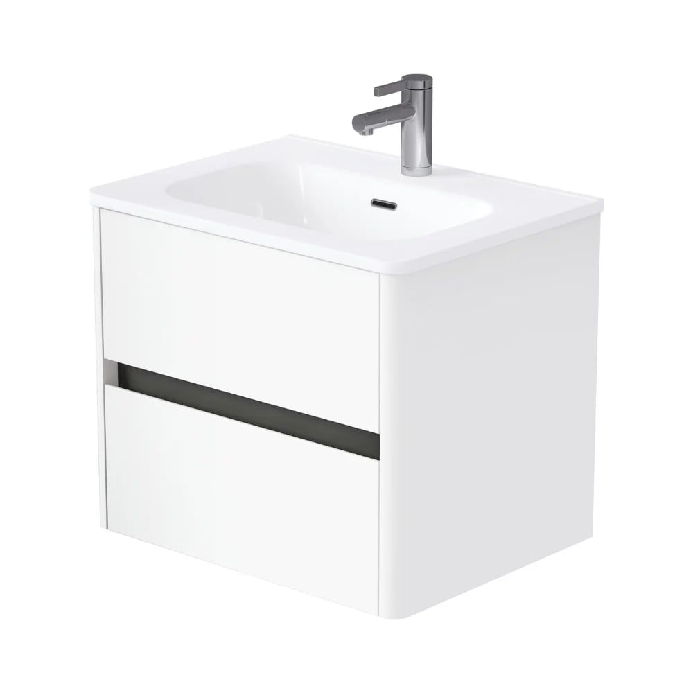 Изображение товара Современная белая тумба с раковиной Mona 60П 610х520х460 мм для ванной