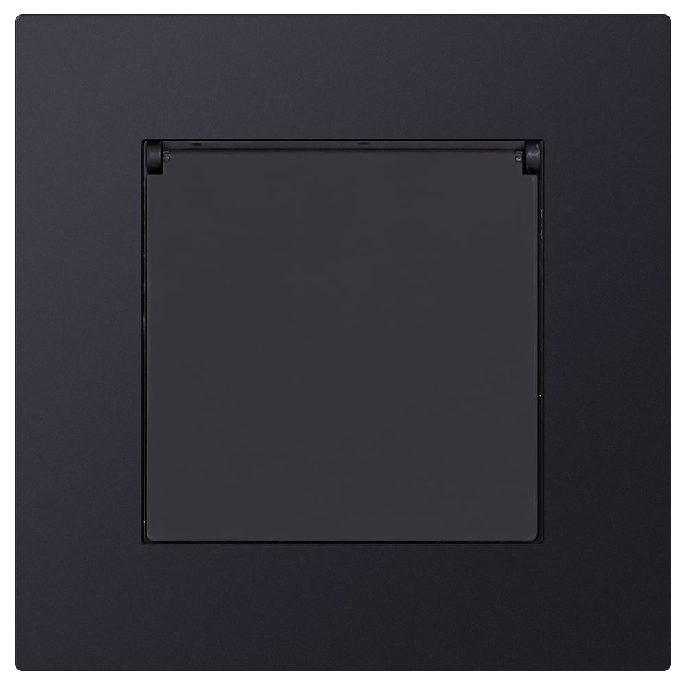 Изображение товара Розетка одноместная Smartbuy с заземлением с крышкой независимая 16А черная акрил Альтаир SBE-i11ba-16-S1-1ZK