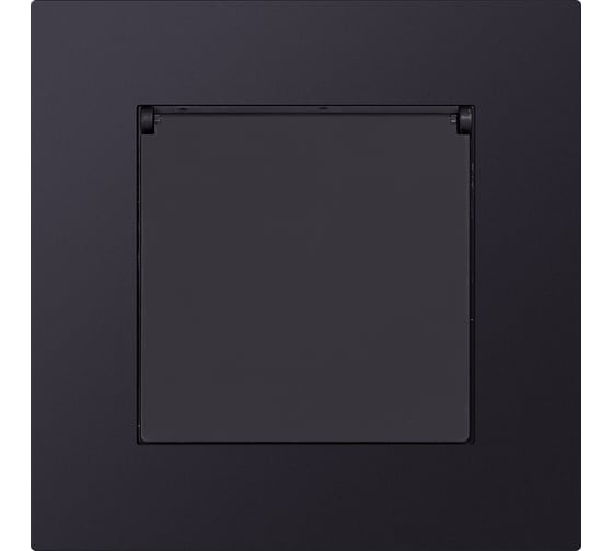 Изображение товара Розетка одноместная Smartbuy с заземлением с крышкой независимая 16А черная акрил Альтаир SBE-i11ba-16-S1-1ZK