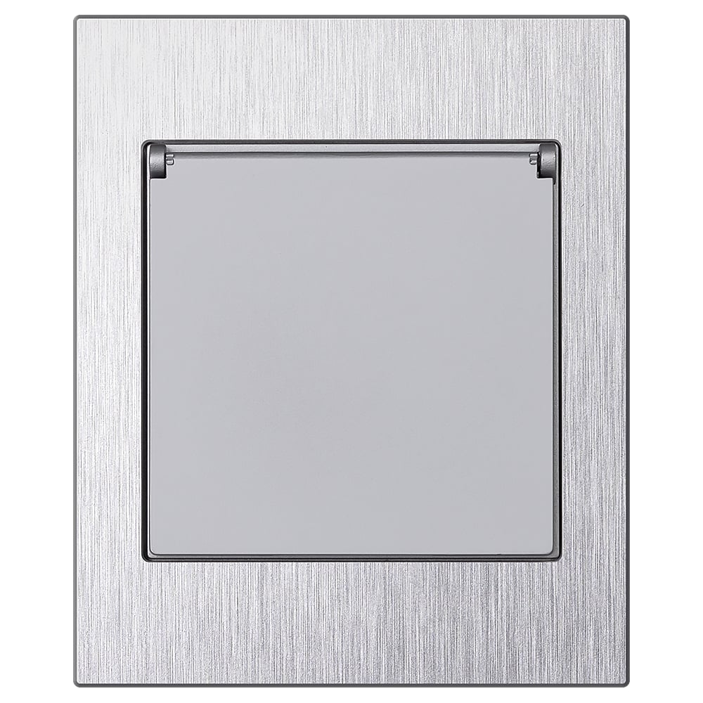 Изображение товара Розетка одноместная Smartbuy с заземлением с крышкой модульная 16А черная акрил Альтаир SBE-m11ba-16-S1-1ZK