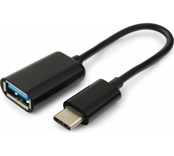 Изображение товара Кабель-переходник Cablexpert USB2.0 OTG Type-C(M)/AF, медь, Pro, 0.2м, черный, пакет, A-OTG-CMAF2-01