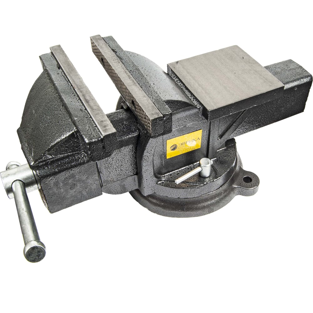 Изображение товара Тиски слесарные поворотные с наковальней и трубным захватом 8-200мм чугунные ЭВРИКА ER-190200 885569