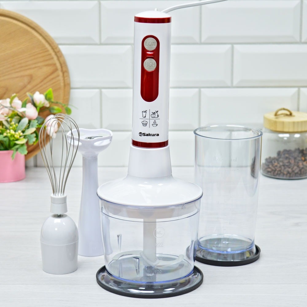 Изображение товара Блендерный набор SAKURA SA-6240SWR 600 Вт DC мотор венчик чоппер стакан РТ-00060360