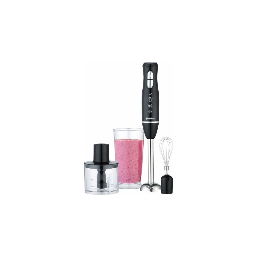 Изображение товара Блендерный набор SAKURA SA-6266SBK 600 Вт DC мотор стакан, чоппер, венчик УТ000001886