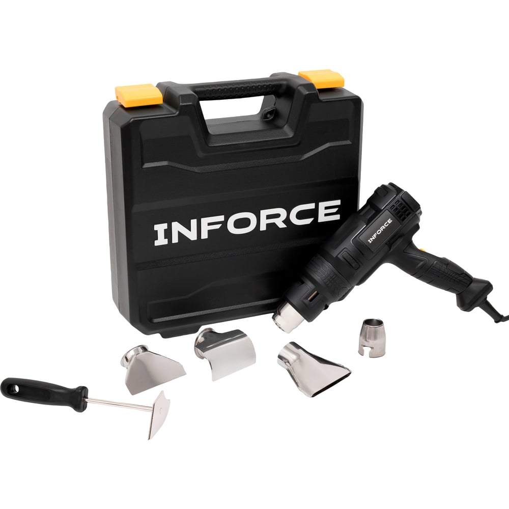 Изображение товара Профессиональный фен-теплопистолет Inforce HG6518 1800 Вт с регулировкой температуры Изображение товара Профессиональный фен-теплопистолет Inforce HG6518 1800 Вт с регулировкой температуры