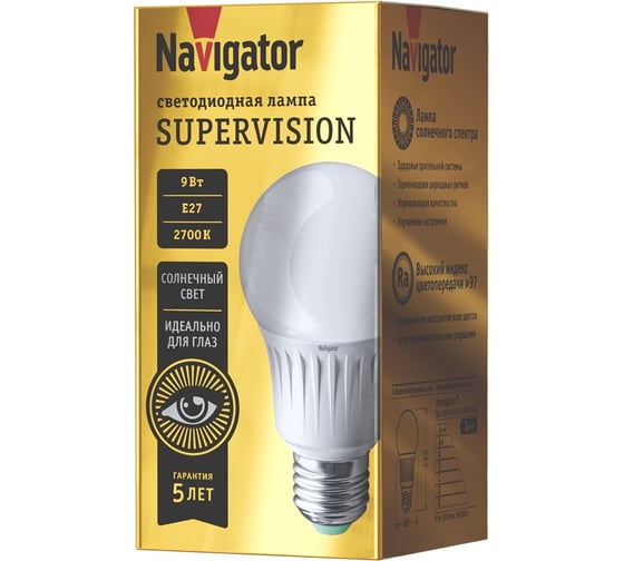 Изображение товара Лампа Navigator NLL-A60-9-230-2.7K-E27-FR-SV 80548