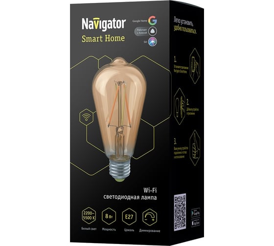 Изображение товара Лампа Navigator NLL-F-ST64-8-230-WWW-E27-GD-WIFI 80555
