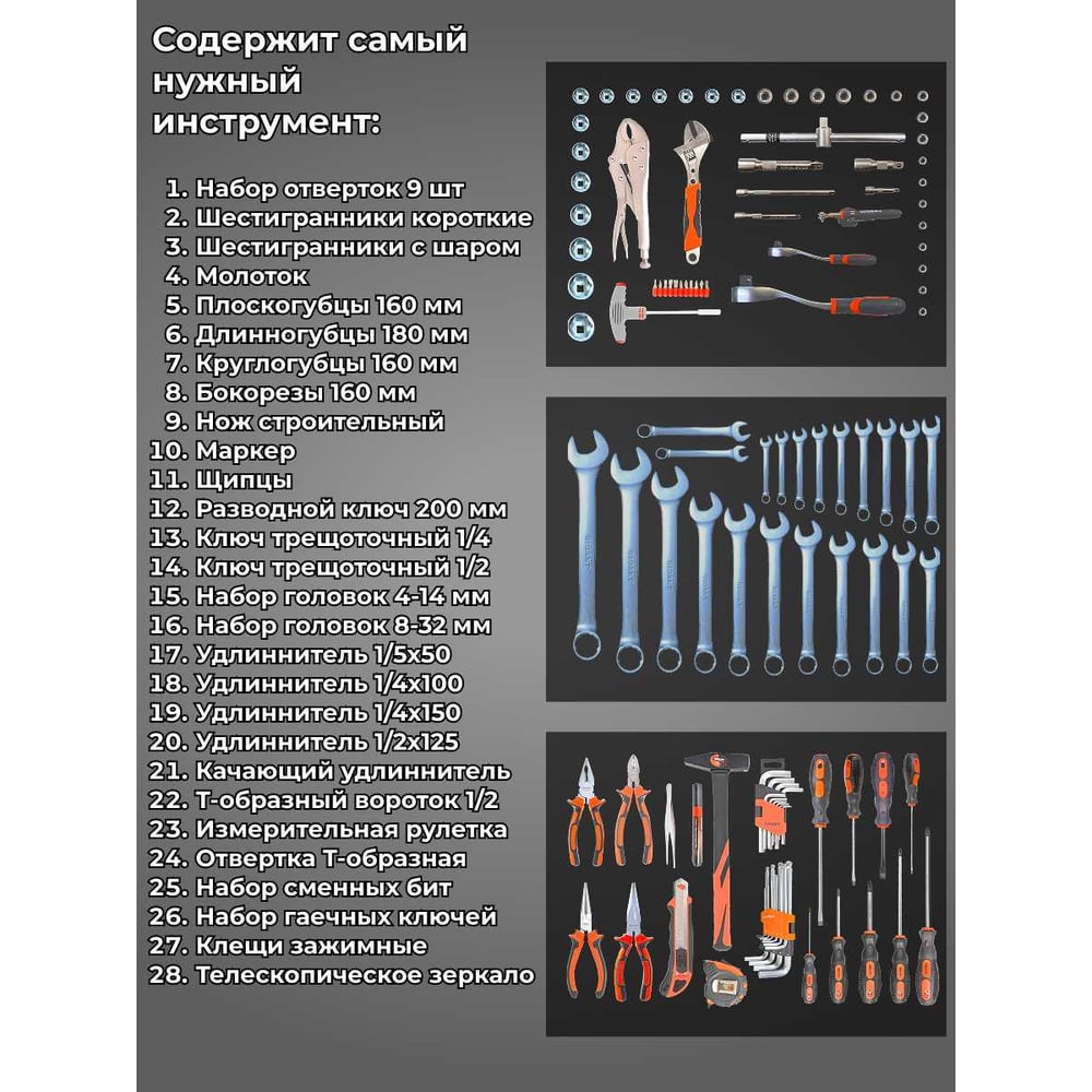 Изображение товара Инструментальная тележка ILIKPRO Вертикаль с комплектом инструмента 113 поз, чёрно-жёлтая SIDLS-42.855.678.000.9005-1021
