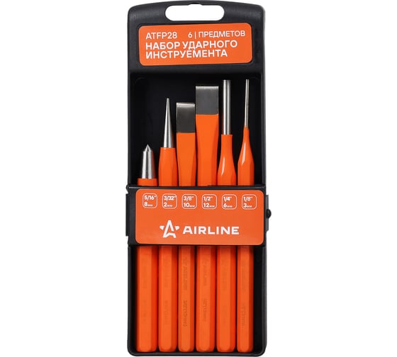 Изображение товара Набор ударного инструмента Airline 6 предметов (зубило, кернер, выколотка) холдер ATFP28