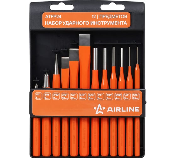 Изображение товара Набор ударного инструмента Airline 12 предметов (зубило, кернер, выколотка) холдер ATFP24