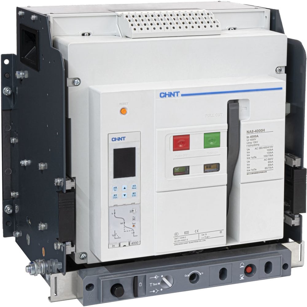 Изображение товара Воздушный автоматический выключатель CHINT NA8-4000H-4000H/3P выкатной, 4000А, 100кА, тип H, AC230В (R) 262729