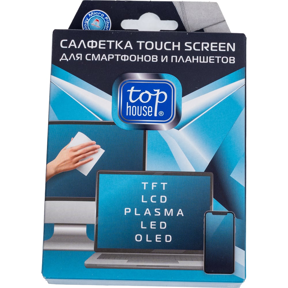 Изображение товара Салфетка TOP HOUSE для экранов и мониторов 15х20 см полиэстер серый