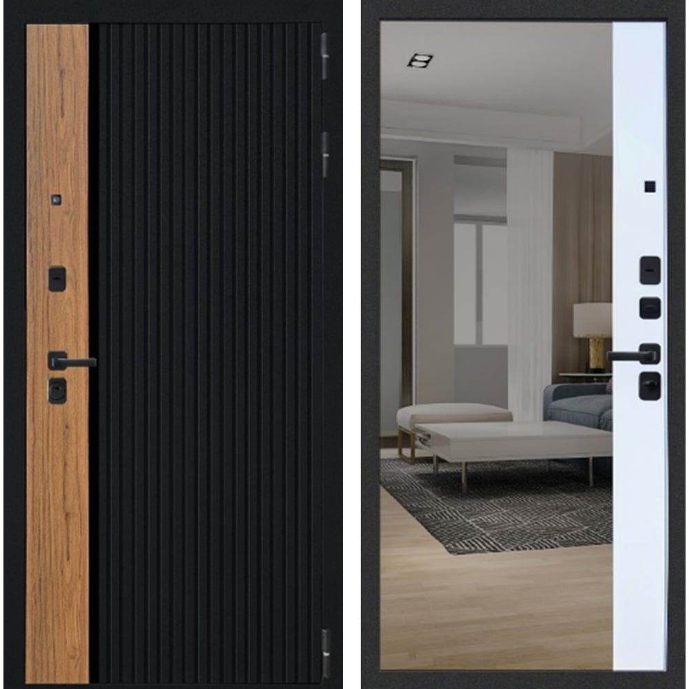 Изображение товара Дверь DIVA Формен Ф-6 зеркальная правая черный матовый 2050x960 мм