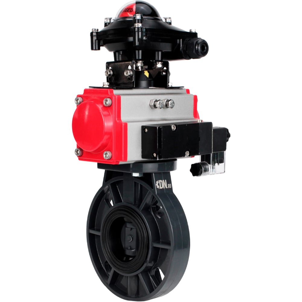 Изображение товара Затвор дисковый DN.ru НПВХ Ру10 Дн100 пневмопривод ISO