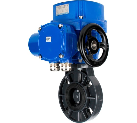 Изображение товара Затвор дисковый DN.ru НПВХ-НПВХ-E-2W-Fb-ISO Дн200 Ру10, электропривод QT-W (M)-010 220В D050-87874