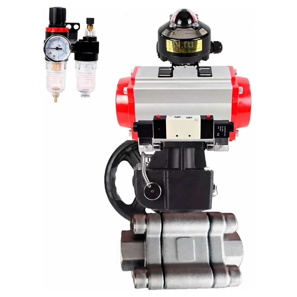 Изображение товара Кран шаровой DN.ru 316-316-PTFE-FP-SW-ISO-H Ду80 под приварку пневмопривод ДА-105