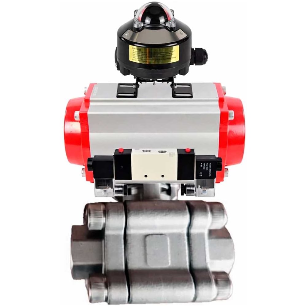 Изображение товара Кран шаровой DN.ru 316-316-PTFE-FP-SW-ISO-H Ду65 под приварку пневмопривод 220VAC