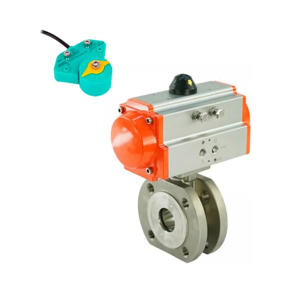 Изображение товара Кран шаровой DN.ru КШмФП.316.200 Ду40 Ру16 с эл. приводом межфланцевый