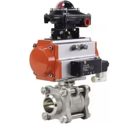 Изображение товара Кран шаровой DN.ru КШПП 316.200-ISO Ду15 Ру63, пневмопривод SA-065, пневмораспределитель 24VDC, БКВ LSB-510 (EX), БПВ D160-75064