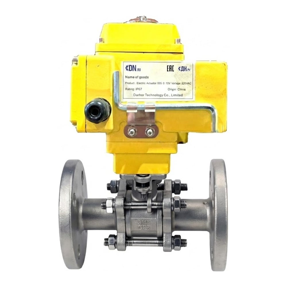 Изображение товара Кран шаровой DN25 фланцевый с электроприводом QT-005-220-0-10В 180°C 40 бар