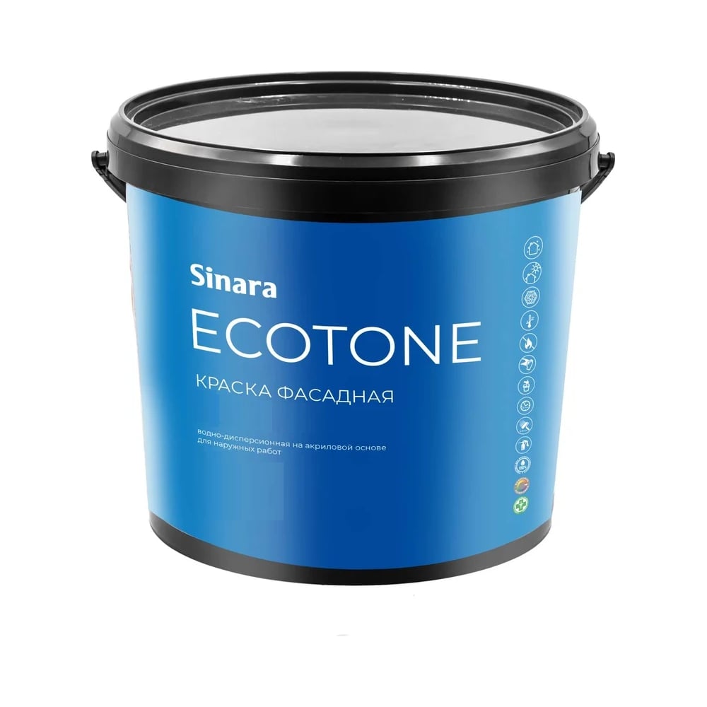 Изображение товара Фасадная прозрачная краска Sinara Ecotone для наружных и внутренних работ 9 л