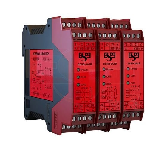 Изображение товара Реле безопасности ESPE ESRN-3A1B-E, двухканальный вход NPN, 3NO/1NC, 24В, SIL3 / PLe — Cat.4 08-00044157