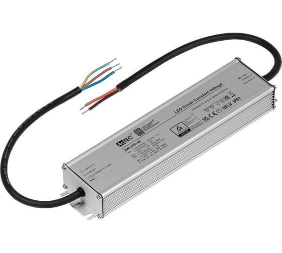 Изображение товара Блок питания AcTEC 48В, 240Вт, IP67, 0-5A, 250x58x32мм AW-240-48