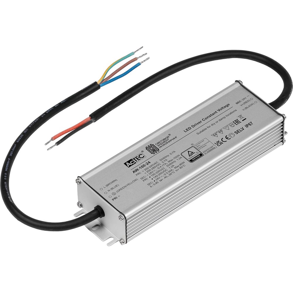 Изображение товара Блок питания AcTEC 24В 100Вт IP67 для светодиодных систем