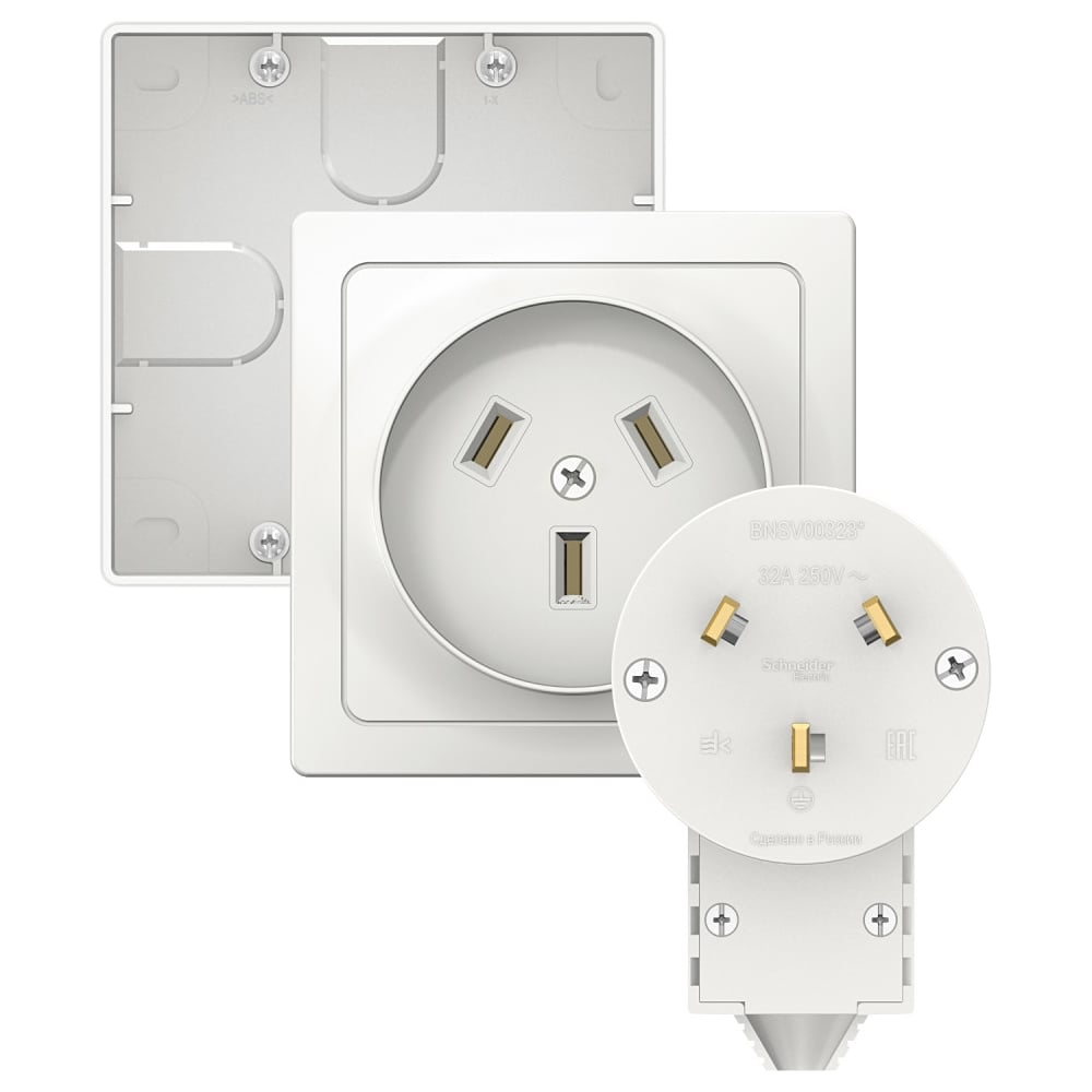 Изображение товара Силовой комплект Systeme Electric W59 32 А 250 В розетка вилка встраиваемый белый