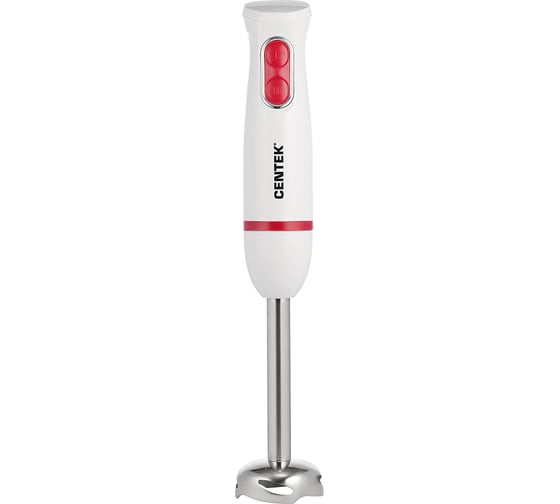Изображение товара Блендер Centek (белый/красный) 400Вт, стальная насадка, стакан 600мл, 2 скорости CT-1335