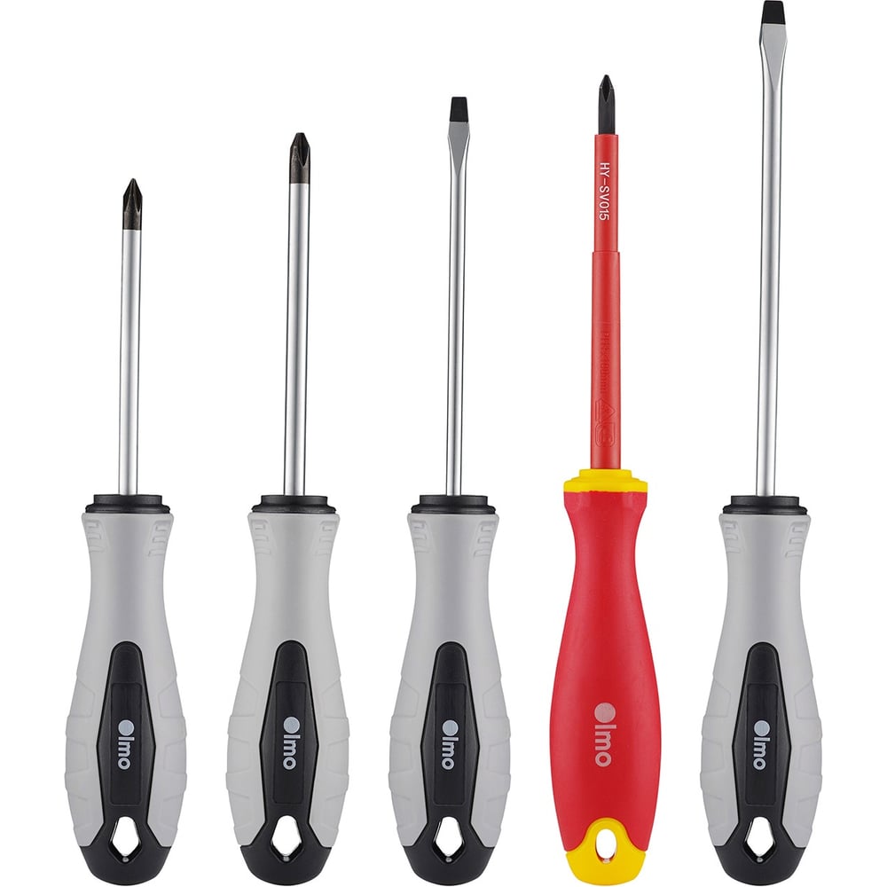 Изображение товара Набор отверток OLMO 346799 CRV, 5 штук, полупрофессиональный, магнитные, с диэлектриком