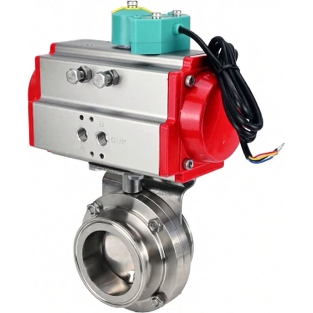 Затвор дисковый DN.ru кламповый 304-304-EPDM-2W-C-H Ду50 Ру10 пищевая нержавеющая сталь 304, пневмопривод DA-052, магнитный переключатель МППП-200 D050-86286