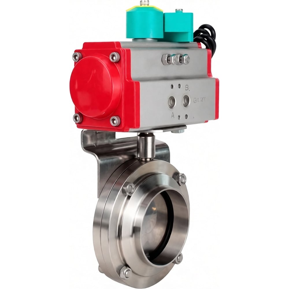 Изображение товара Затвор дисковый DN20 304-EPDM 2W-T-H с пневмоприводом и магнитным переключателем