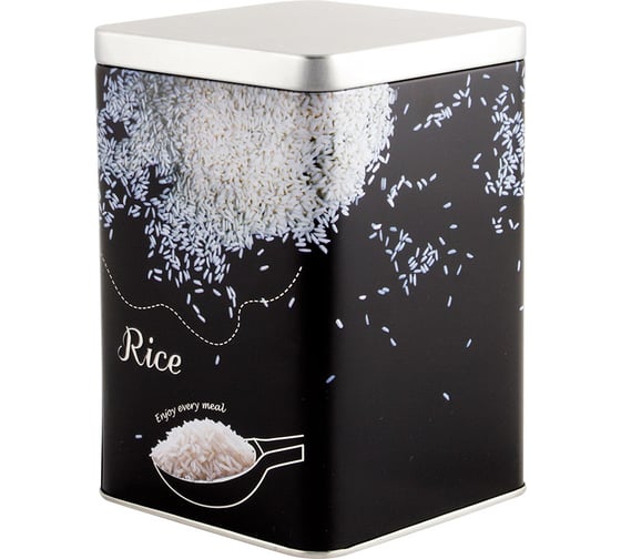 Изображение товара Металлическая банка Mallony с крышкой квадратная объем 1000 мл дизайн Рис 008619