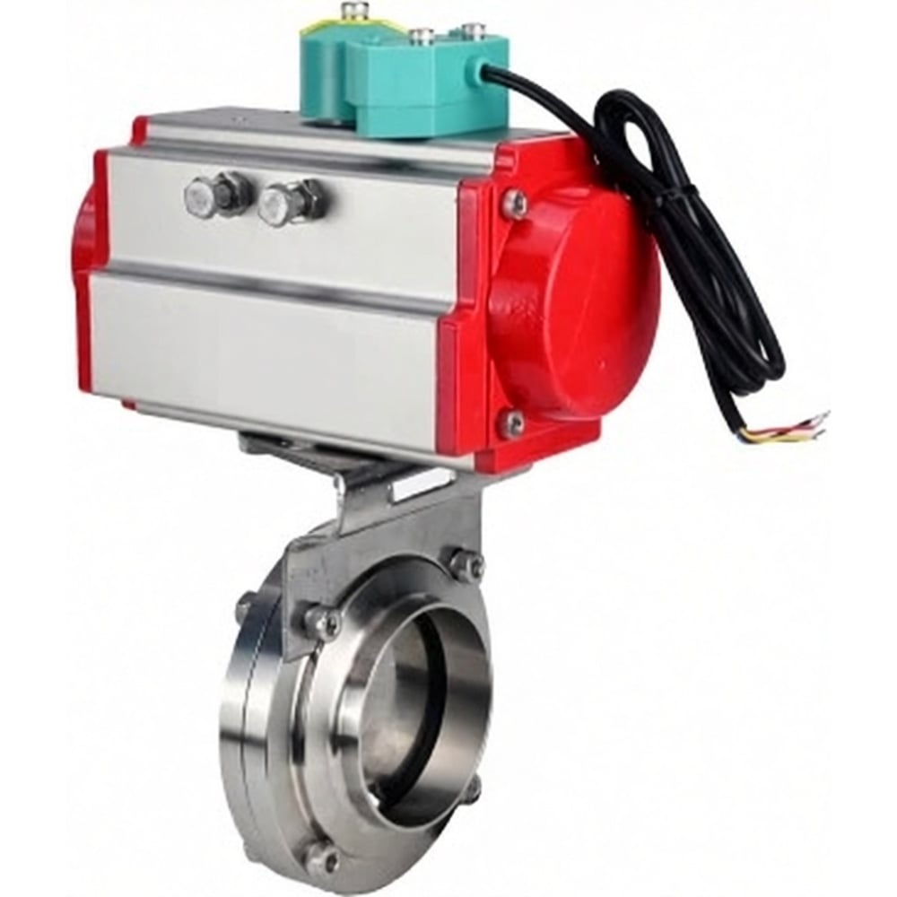 Затвор дисковый DN.ru 304-304-Sil-2W-W-H Ду25 Ру10 под приварку, пищевая нержавеющая сталь 304, пневмопривод DA-052, магнитный переключатель МППП-200 D050-86508