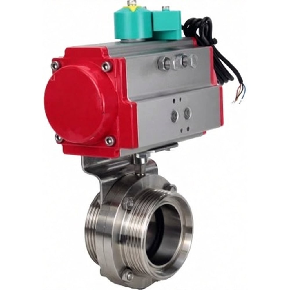 Затвор дисковый DN.ru 304-304-Sil-2W-T-H Ду15 Ру10 резьбовой, пищевая нержавеющая сталь 304, пневмопривод DA-052, магнитный переключатель МППП-200 D050-86461