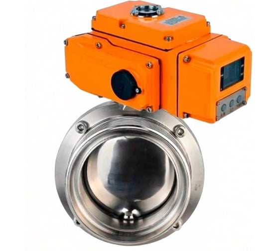 Изображение товара Затвор дисковый DN.ru 304-304-Sil-2W-T-H Ду15 Ру10 резьбовой, пищевая нерж. сталь, эл.привод QT-005-220В (4-20мА) HARK D050-90202