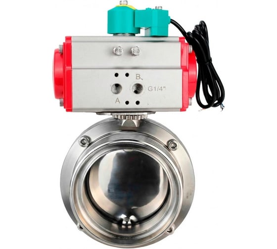 Изображение товара Затвор дисковый DN.ru 304-304-EPDM-2W-T-H Ду15 Ру10 резьбовой, пищевая нерж. сталь, пневмопривод SA-065, МППП-200 D050-90058