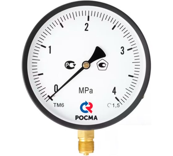 Изображение товара Манометр РОСМА ТМ-610Р.00 радиальный (0-250кгс/см2) М20х1.5 1.5, ДК150мм D070-06274