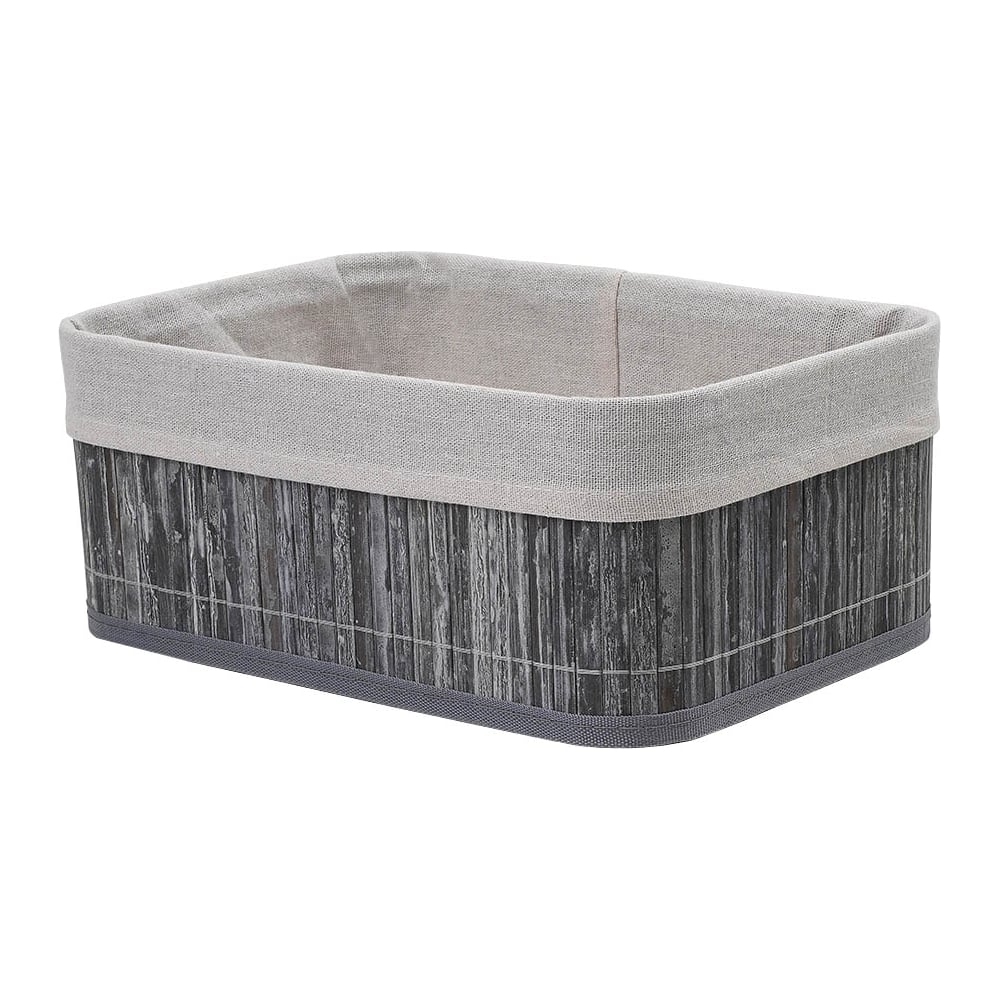 Изображение товара Корзина стеллажная Natural House Бамбук, Д300 Ш200 В120, пепельный, белый Shan-18M